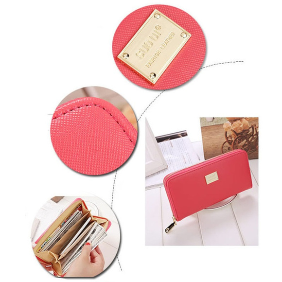 Long wallet with zipper in soft pink NWOT - Picture 3 of 3